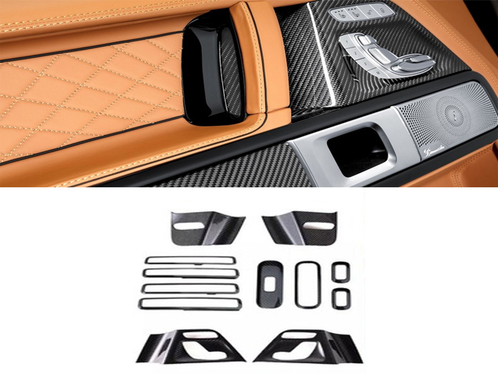 Interior Door Card Trim Set Carbon Fiber Overlays for Mercedes-Benz G-Class W463A